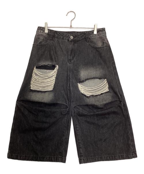 TAKE CARE（テイク ケア）TAKE CARE (テイク ケア) ダメージ加工クロップドデニムパンツ ブラック サイズ:Lの古着・服飾アイテム
