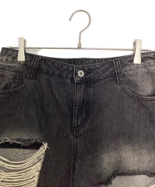 TAKE CARE（テイク ケア）TAKE CARE (テイク ケア) ダメージ加工クロップドデニムパンツ ブラック サイズ:Lの古着・服飾アイテム