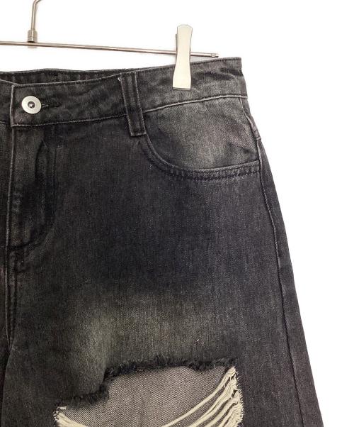 TAKE CARE（テイク ケア）TAKE CARE (テイク ケア) ダメージ加工クロップドデニムパンツ ブラック サイズ:Lの古着・服飾アイテム