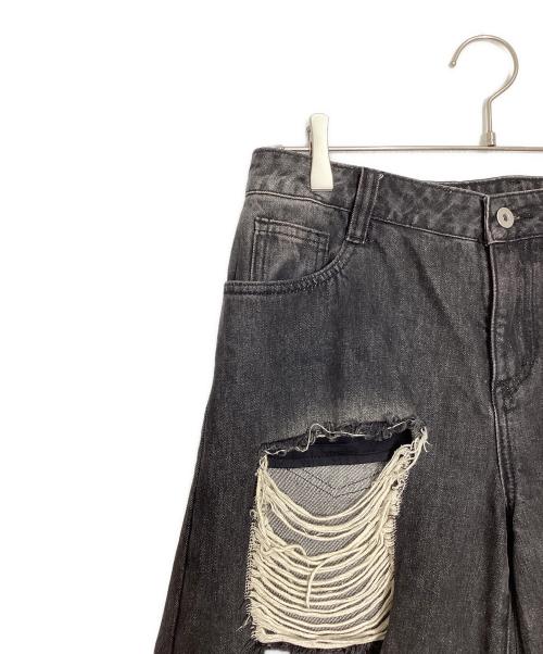 TAKE CARE（テイク ケア）TAKE CARE (テイク ケア) ダメージ加工クロップドデニムパンツ ブラック サイズ:Lの古着・服飾アイテム