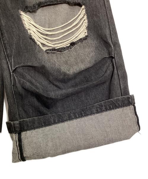 TAKE CARE（テイク ケア）TAKE CARE (テイク ケア) ダメージ加工クロップドデニムパンツ ブラック サイズ:Lの古着・服飾アイテム