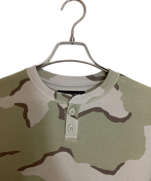 BEAMS T（ビームス ティー）BEAMS T (ビームス ティー) Camo Waffle Henley Neck T-shirt/カモ ワッフル ヘンリー ネック ティーシャツ カーキ×ベージュ サイズ:S 未使用品の古着・服飾アイテム