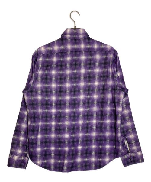 Subculture（サブカルチャー）Subculture (サブカルチャー) COTTON CHECK SHIRT パープル サイズ:3の古着・服飾アイテム