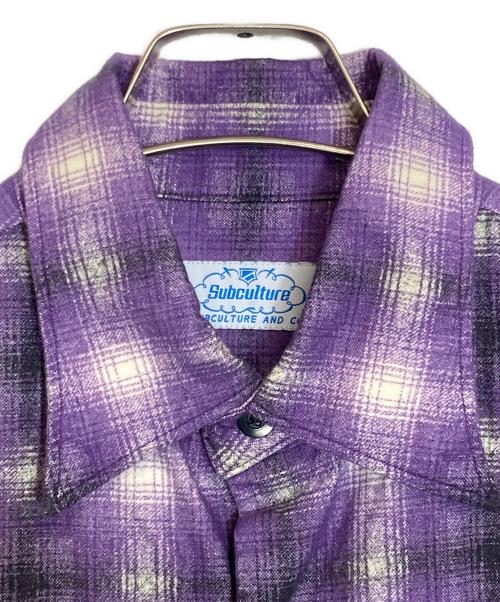 Subculture（サブカルチャー）Subculture (サブカルチャー) COTTON CHECK SHIRT パープル サイズ:3の古着・服飾アイテム