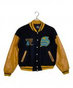 stussyステューシー）の古着「BIG-4 ワッペンスタジャン」｜ネイビー×イエロー