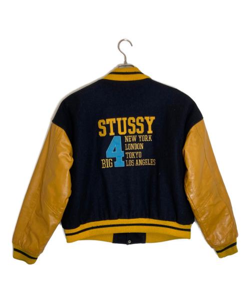 stussy（ステューシー）stussy (ステューシー) BIG-4 ワッペンスタジャン ネイビー×イエロー サイズ:Ｍの古着・服飾アイテム