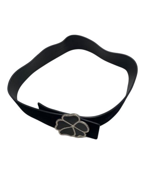Saint Laurent Paris（サンローランパリ）Saint Laurent Paris (サンローランパリ) Suede Crystal Clover Belt ブラックの古着・服飾アイテム