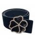 Saint Laurent Paris（サンローランパリ）の古着「Suede Crystal Clover Belt」｜ブラック