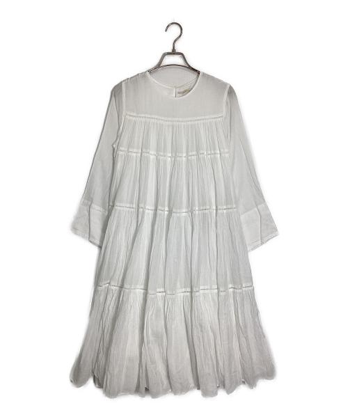 ne quittez pas（ヌキテパ）ne quittez pas (ヌキテパ) Cotton Voile Tiered Middle Length Dress/コットンボイル ティアード ミドルレングス ドレス ホワイト サイズ:不明の古着・服飾アイテム