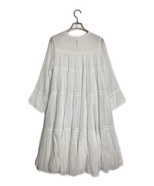 ne quittez pas（ヌキテパ）ne quittez pas (ヌキテパ) Cotton Voile Tiered Middle Length Dress/コットンボイル ティアード ミドルレングス ドレス ホワイト サイズ:不明の古着・服飾アイテム
