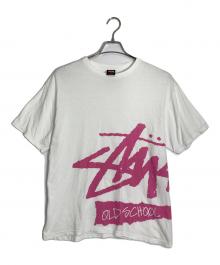 stussy（ステューシー）の古着「ビッグロゴプリントTシャツ」｜ホワイト×ピンク