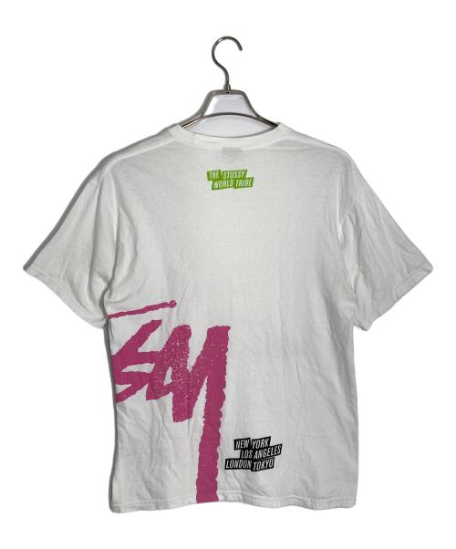 stussy（ステューシー）stussy (ステューシー) ビッグロゴプリントTシャツ ホワイト×ピンク サイズ:Mの古着・服飾アイテム