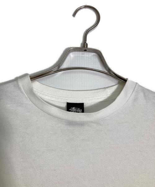 stussy（ステューシー）stussy (ステューシー) ビッグロゴプリントTシャツ ホワイト×ピンク サイズ:Mの古着・服飾アイテム