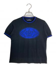 tricot COMME des GARCONS（トリココムデギャルソン）の古着「フロントエンブレムニットTシャツ」｜ブラック×ブルー