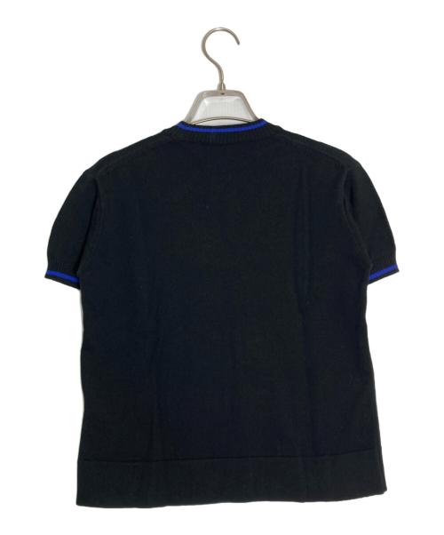 tricot COMME des GARCONS（トリココムデギャルソン）tricot COMME des GARCONS (トリココムデギャルソン) フロントエンブレムニットTシャツ ブラック×ブルー サイズ:不明の古着・服飾アイテム