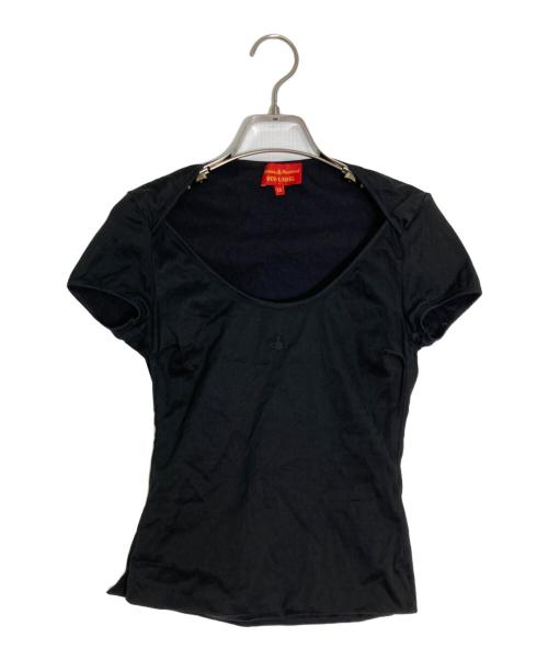 Vivienne Westwood RED LABEL（ヴィヴィアンウエストウッドレッドレーベル）Vivienne Westwood RED LABEL (ヴィヴィアンウエストウッドレッドレーベル) ロゴ刺繍ミニTシャツ ブラック サイズ:XSの古着・服飾アイテム