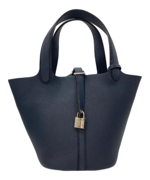 COCOCELUX GOLD（ココセリュックスゴールド）COCOCELUX GOLD (ココセリュックスゴールド) カデナ付ハンドバッグ ネイビーの古着・服飾アイテム