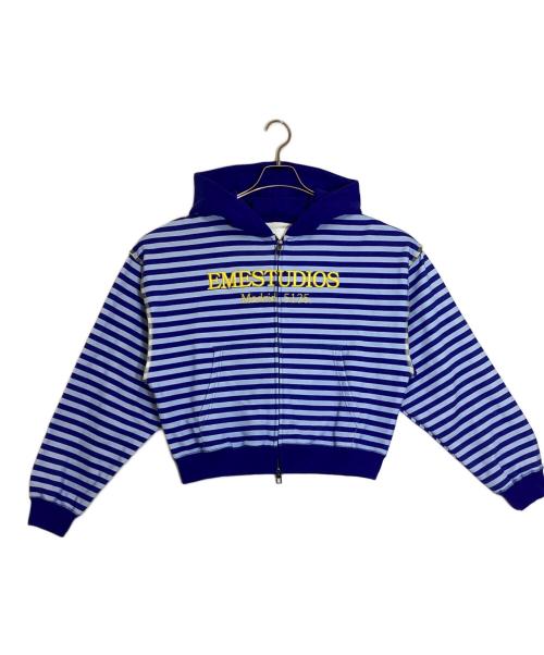 EMESTUDIOS（エメ スタジオズ）EMESTUDIOS (エメ スタジオズ) ボーダーパーカー ブルー サイズ:Sの古着・服飾アイテム