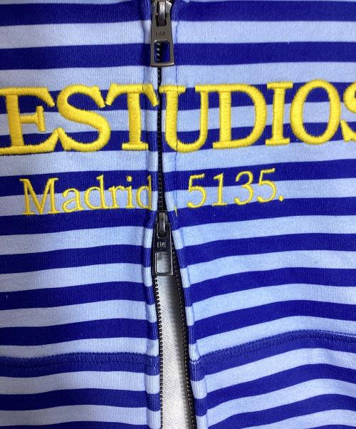 EMESTUDIOS（エメ スタジオズ）EMESTUDIOS (エメ スタジオズ) ボーダーパーカー ブルー サイズ:Sの古着・服飾アイテム