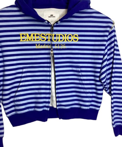 EMESTUDIOS（エメ スタジオズ）EMESTUDIOS (エメ スタジオズ) ボーダーパーカー ブルー サイズ:Sの古着・服飾アイテム