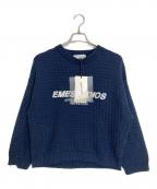 EMESTUDIOSエメ スタジオズ）の古着「ロゴ刺繍ニット」｜ネイビー
