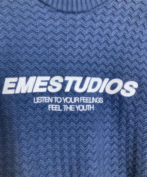 EMESTUDIOS（エメ スタジオズ）EMESTUDIOS (エメ スタジオズ) ロゴ刺繍ニット ネイビー サイズ:XS 未使用品の古着・服飾アイテム