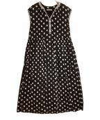 ne quittez pasヌキテパ）の古着「Dobby Stripe Flower Print Sleeveless Dress」｜ブラック