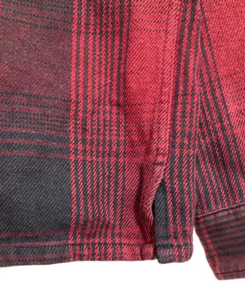 WOOLRICH（ウールリッチ）WOOLRICH (ウールリッチ) レザーエルボーパッチフランネルシャツ レッド×ブラック サイズ:Mの古着・服飾アイテム