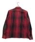 WOOLRICH (ウールリッチ) レザーエルボーパッチフランネルシャツ レッド×ブラック サイズ:M：8000円