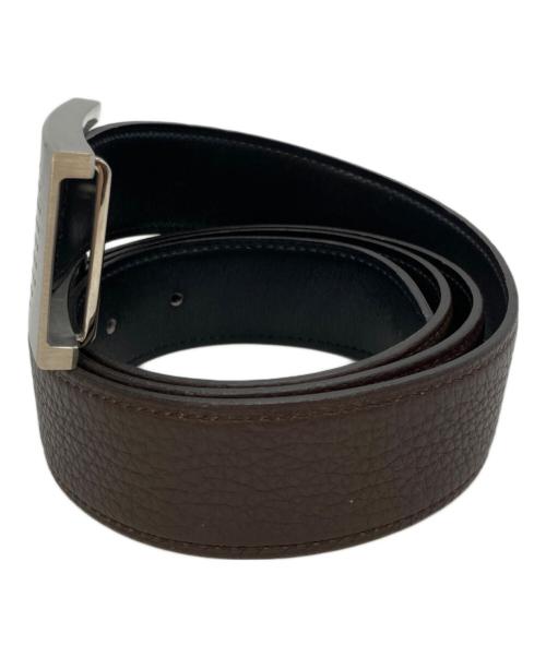 HERMES（エルメス）HERMES (エルメス) パンチングロゴバックルベルト シルバー×ブラウン サイズ:95の古着・服飾アイテム