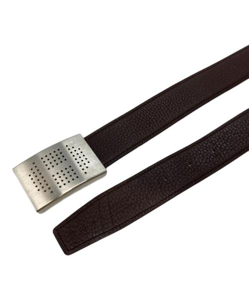 HERMES（エルメス）HERMES (エルメス) パンチングロゴバックルベルト シルバー×ブラウン サイズ:95の古着・服飾アイテム