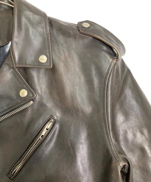 BALENCIAGA（バレンシアガ）BALENCIAGA (バレンシアガ) バックロゴペイントダブルライダースジャケット ブラウン サイズ:46の古着・服飾アイテム