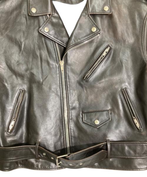 BALENCIAGA（バレンシアガ）BALENCIAGA (バレンシアガ) バックロゴペイントダブルライダースジャケット ブラウン サイズ:46の古着・服飾アイテム
