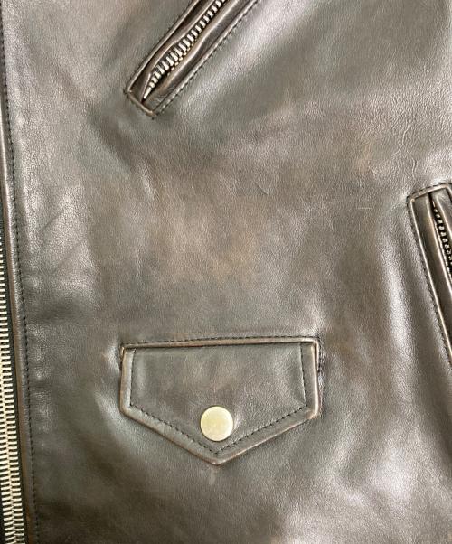 BALENCIAGA（バレンシアガ）BALENCIAGA (バレンシアガ) バックロゴペイントダブルライダースジャケット ブラウン サイズ:46の古着・服飾アイテム