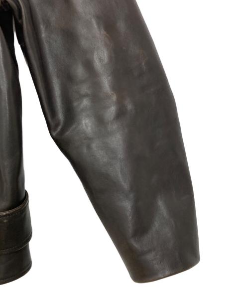 BALENCIAGA（バレンシアガ）BALENCIAGA (バレンシアガ) バックロゴペイントダブルライダースジャケット ブラウン サイズ:46の古着・服飾アイテム