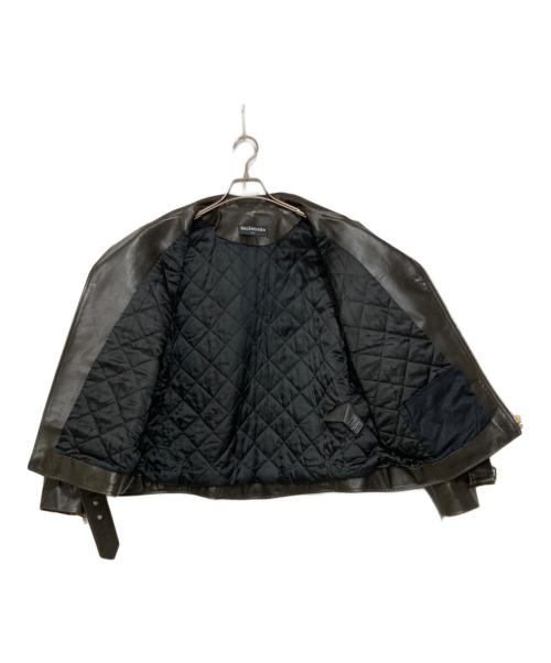 BALENCIAGA（バレンシアガ）BALENCIAGA (バレンシアガ) バックロゴペイントダブルライダースジャケット ブラウン サイズ:46の古着・服飾アイテム
