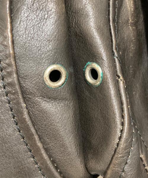 BALENCIAGA（バレンシアガ）BALENCIAGA (バレンシアガ) バックロゴペイントダブルライダースジャケット ブラウン サイズ:46の古着・服飾アイテム
