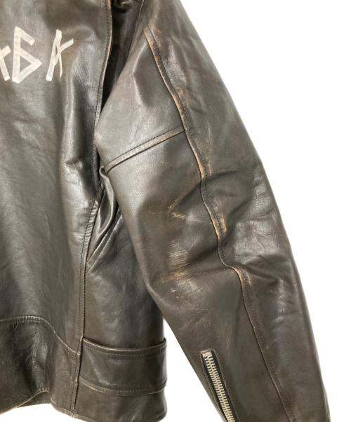 BALENCIAGA（バレンシアガ）BALENCIAGA (バレンシアガ) バックロゴペイントダブルライダースジャケット ブラウン サイズ:46の古着・服飾アイテム