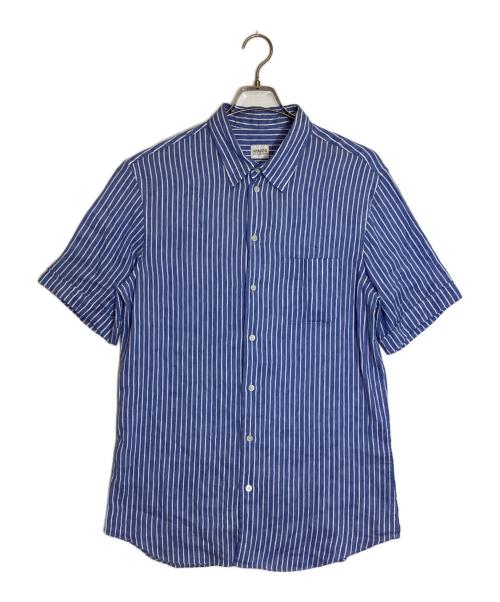 ARMANI COLLEZIONI（アルマーニ コレツィオーニ）ARMANI COLLEZIONI (アルマーニ コレツィオーニ) S/S コットンリネンブレンドストライプシャツ ブルー×ホワイト サイズ:XLの古着・服飾アイテム