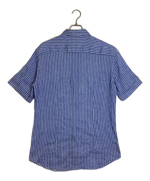 ARMANI COLLEZIONI（アルマーニ コレツィオーニ）ARMANI COLLEZIONI (アルマーニ コレツィオーニ) S/S コットンリネンブレンドストライプシャツ ブルー×ホワイト サイズ:XLの古着・服飾アイテム