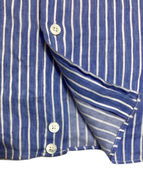 ARMANI COLLEZIONI（アルマーニ コレツィオーニ）ARMANI COLLEZIONI (アルマーニ コレツィオーニ) S/S コットンリネンブレンドストライプシャツ ブルー×ホワイト サイズ:XLの古着・服飾アイテム