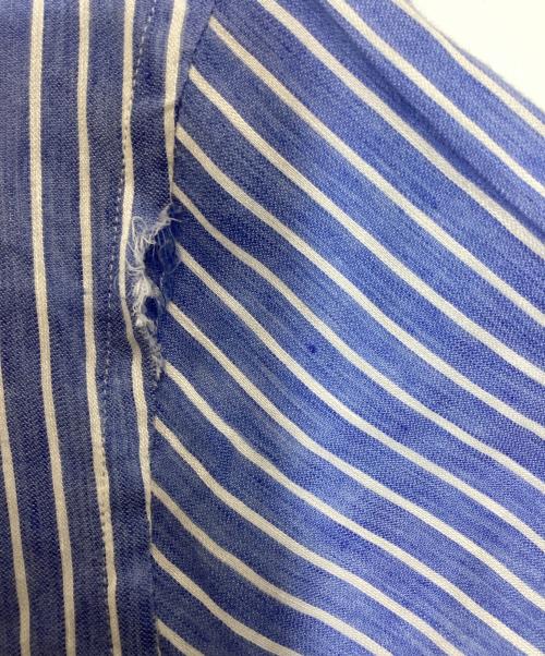 ARMANI COLLEZIONI（アルマーニ コレツィオーニ）ARMANI COLLEZIONI (アルマーニ コレツィオーニ) S/S コットンリネンブレンドストライプシャツ ブルー×ホワイト サイズ:XLの古着・服飾アイテム