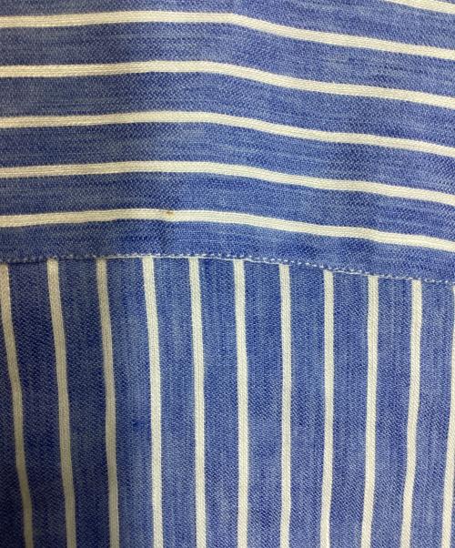 ARMANI COLLEZIONI（アルマーニ コレツィオーニ）ARMANI COLLEZIONI (アルマーニ コレツィオーニ) S/S コットンリネンブレンドストライプシャツ ブルー×ホワイト サイズ:XLの古着・服飾アイテム