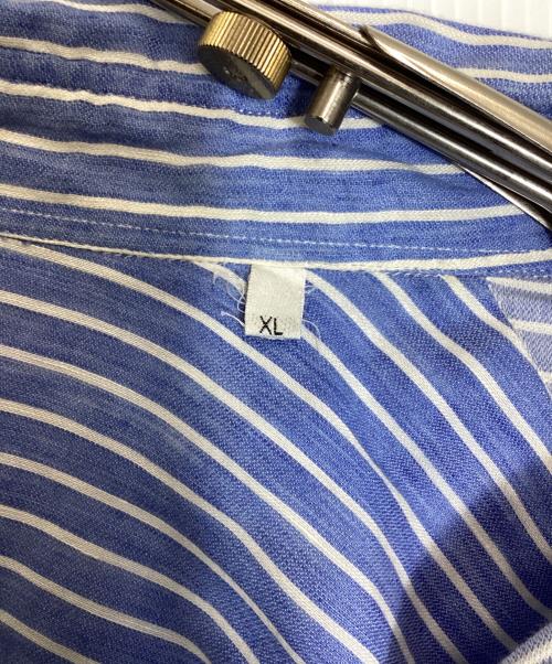 ARMANI COLLEZIONI（アルマーニ コレツィオーニ）ARMANI COLLEZIONI (アルマーニ コレツィオーニ) S/S コットンリネンブレンドストライプシャツ ブルー×ホワイト サイズ:XLの古着・服飾アイテム