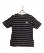 stussyステューシー）の古着「ボーダーTシャツ」｜ブラック×グレー