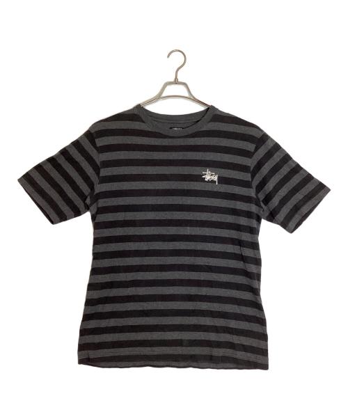 stussy（ステューシー）stussy (ステューシー) ボーダーTシャツ ブラック×グレー サイズ:XLの古着・服飾アイテム