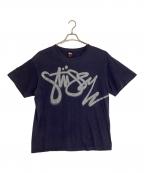 stussyステューシー）の古着「スプレーロゴプリントTシャツ」｜ネイビー