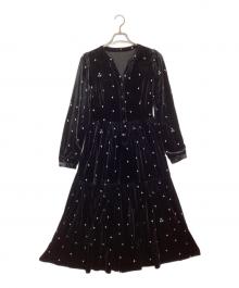 AURORA boutique（AURORA boutique）の古着「刺繍ベロアワンピース」｜ブラック