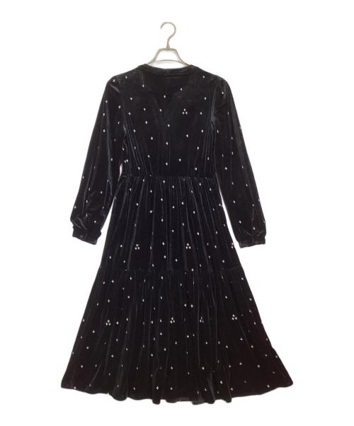 AURORA boutique（AURORA boutique）AURORA boutique (AURORA boutique) 刺繍ベロアワンピース ブラック サイズ:Sの古着・服飾アイテム