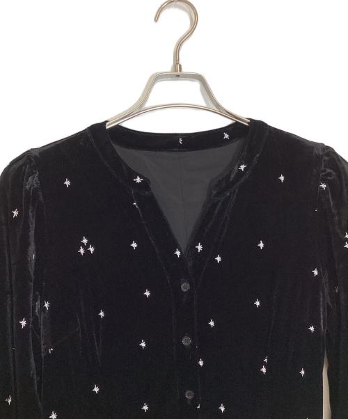 AURORA boutique（AURORA boutique）AURORA boutique (AURORA boutique) 刺繍ベロアワンピース ブラック サイズ:Sの古着・服飾アイテム